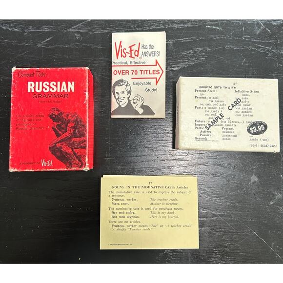 Vtg Cards 1960s- Compact Facts- Russian Grammar- Henry M. Nebel- Vis-ed red box - Picture 5 of 6